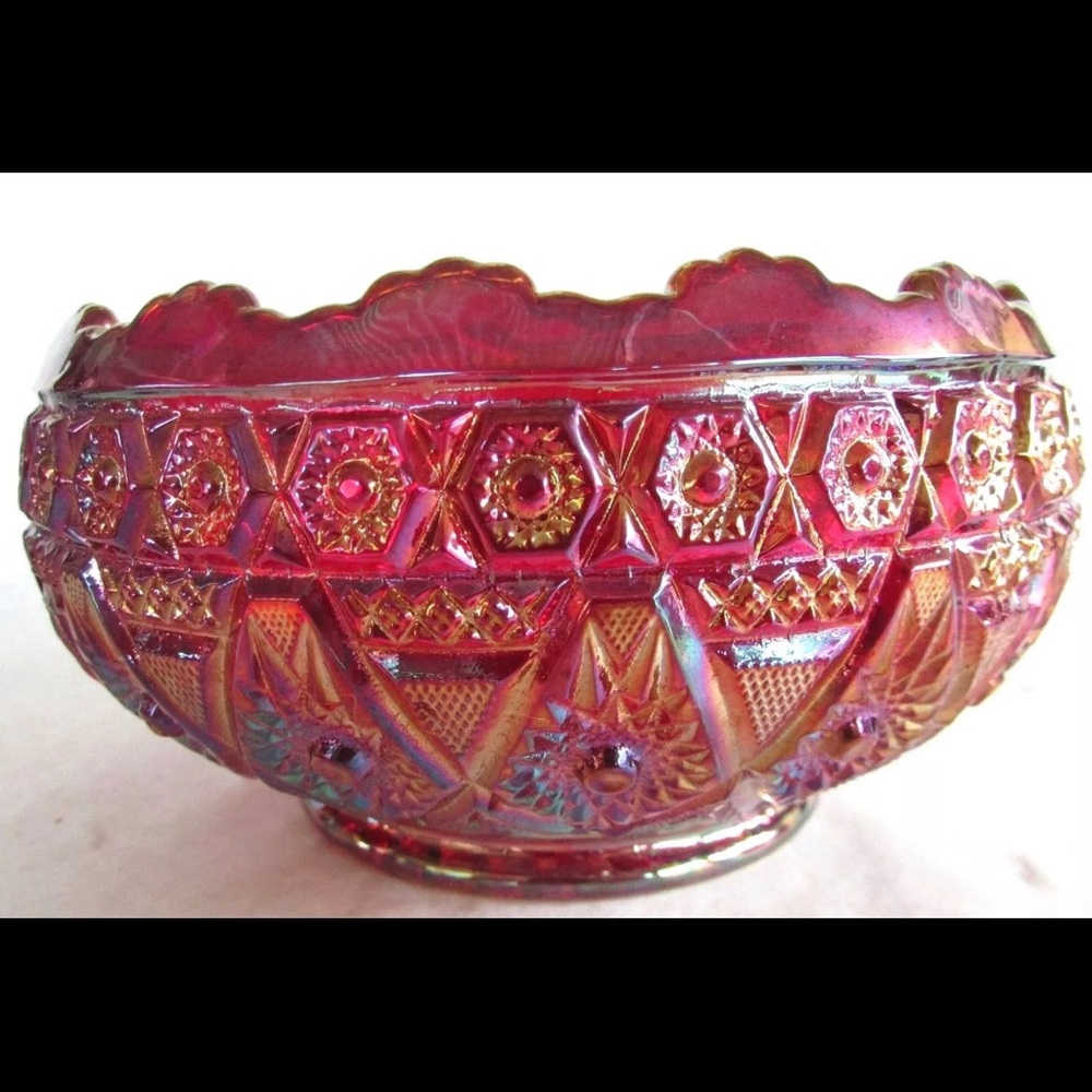 Ruby Red Imperial Carnival  7" Candy Dish 1960s
